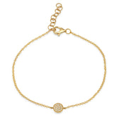 0.05ct 14k Yellow Gold Diamond Pave Circle Bracelet